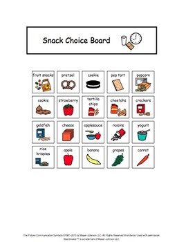 Visual Choice Board Breakfast & Snack by The Autism Helper | TpT