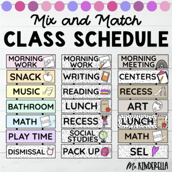 Preview of Visual Class Schedule Cards Mix and Match Editable Template