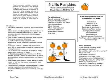 Preview of Visual Communication Board: Five Little Pumpkins