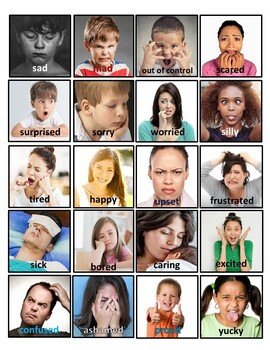 Preview of Visual Communication Cards 20 Emotions Feelings Autism  Real Photo Pics