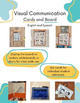 Preview of Visual Communication Cards and Board (Spanish and English)