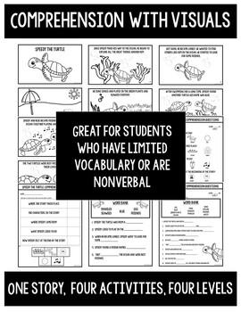 Preview of Visual Comprehsnion Story and Leveled Assessments- Speedy the Turtle