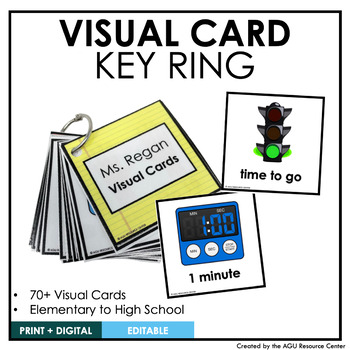 Preview of Visual Cue Card Key Ring | Autism Visuals | Editable Visual Cards