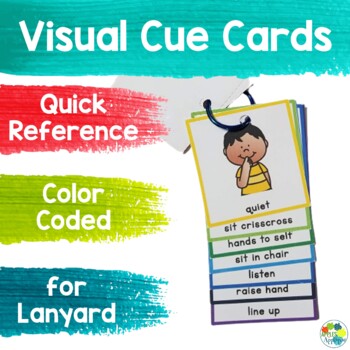 Preview of Visual Cue Cards | Behavior Management Cards for Lanyard