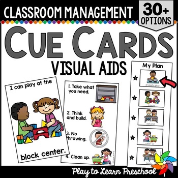 Preview of Visual Cue Cards Center Rules Classroom Management Preschool PreK