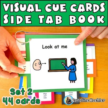 Preview of Visual Cue Cards Autism Large Behavior Cues Tool Book 2 Strategies SPED