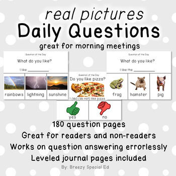 Preview of Visual Daily Questions (Question of the Day) *real pictures* special education