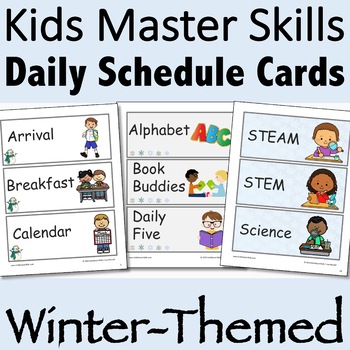 Preview of Visual Daily Schedule Cards Winter-Themed Editable