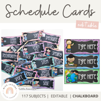 Preview of Visual Timetable {Editable - Chalkboard}