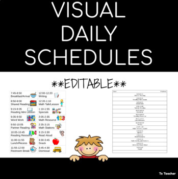 Visual Daily Schedule with Images *Editable* by TX Teacher | TPT