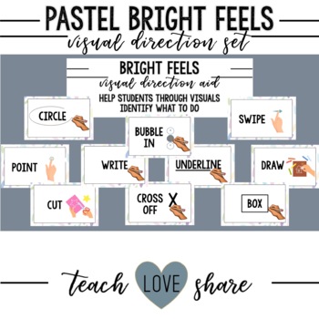 Preview of Visual Direction Aid Poster Set | Pastel Bright Feels