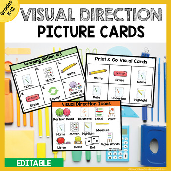Preview of Visual Direction Cards| Classroom Management| Visual Instructions
