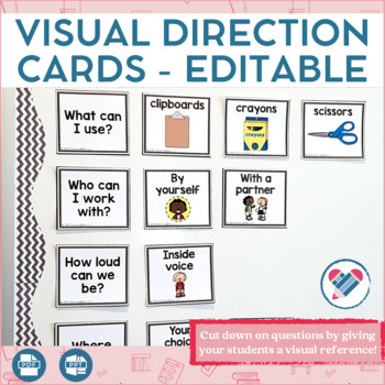Preview of Visual Direction Cards EDITABLE