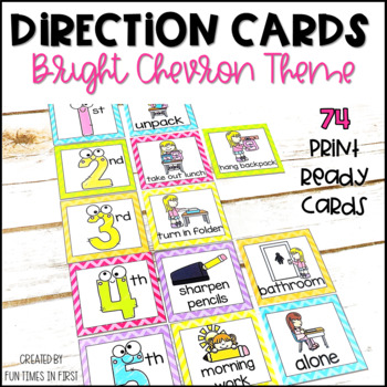 Preview of Visual Direction Cards EDITABLE Bright Chevron