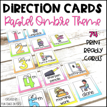 Preview of Visual Direction Cards EDITABLE Pastel Ombre