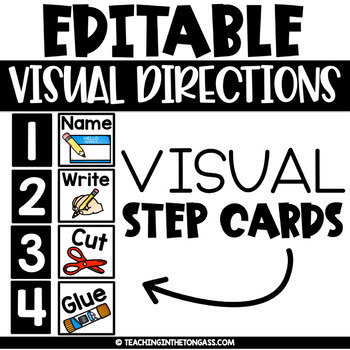 Preview of Editable Visual Direction Cards Supplies You Will Need Picture Steps