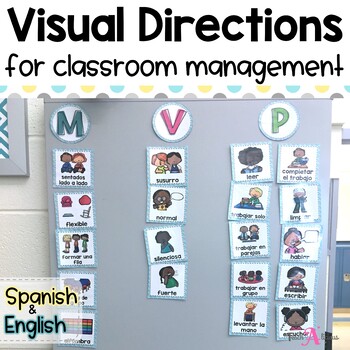 Preview of Visual Direction Cards for Classroom Management | in English & Spanish