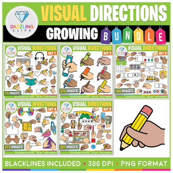 Preview of Visual Directions Clipart Growing Bundle