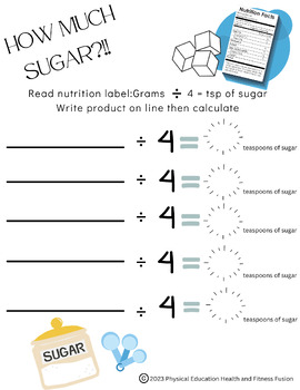 Preview of Visual Discovery how much sugar is in your food! Calculate Grams into teaspoons