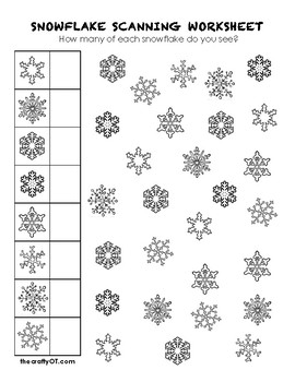 winter worksheet visual discrimination snowflake scanning by the crafty ot