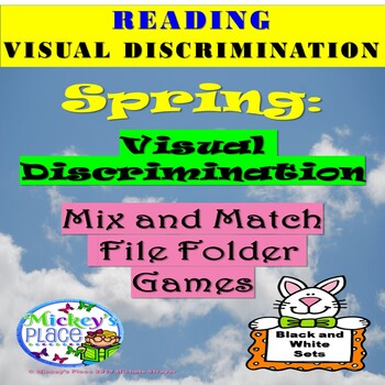 Preview of Visual Discrimination:Spring Mix and Match File Folder Games Black and White Set
