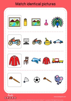 visual discrimination worksheets for kids with autism free matching
