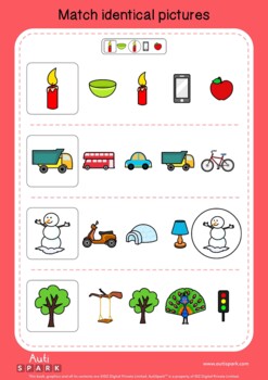 free matching worksheets for kids with autism visual