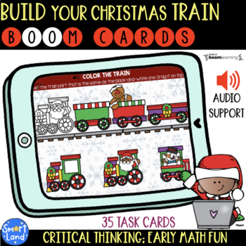 Preview of Visual Discrimination digital cards | Build your Christmas Train 