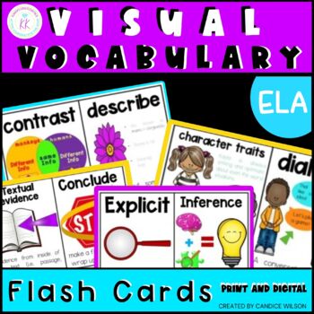 Preview of Visual ELA Vocabulary Cards with Definitions