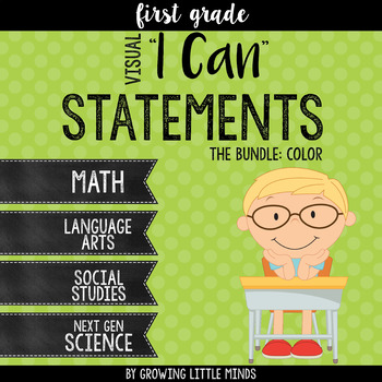 Preview of Visual "I Can" Statements for 1st grade Common Core Standards-  Color Bundle