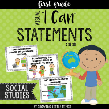 Preview of Visual "I Can" Statements for First Grade Social Studies- color
