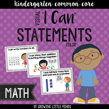 Preview of Visual "I Can" Statements for Kindergarten Math Common Core Standards- color