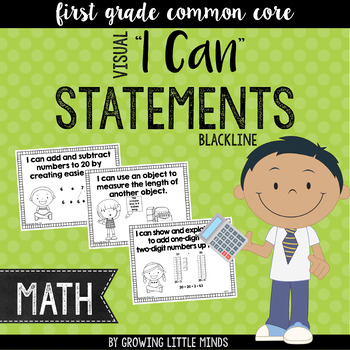 Preview of Visual "I Can" Statements for First Grade Math Common Core Standards- blackline