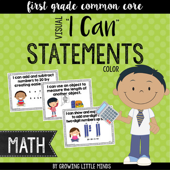 Preview of Visual "I Can" Statements for First Grade Math Common Core Standards- Color