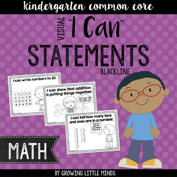 Preview of Visual "I Can" Statements for Kindergarten Math Common Core Standards- blackline