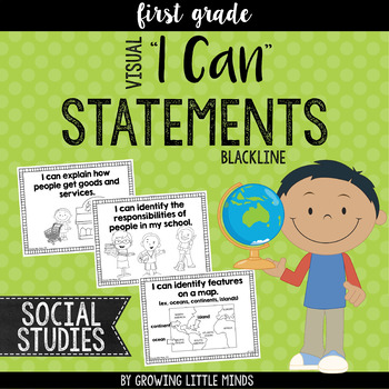 Preview of Visual "I Can" Statements for First Grade Social Studies- blackline