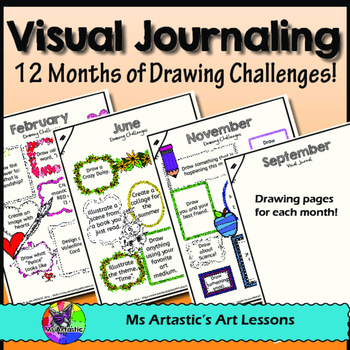 Preview of Visual Journal: Full Year of Drawing Prompts