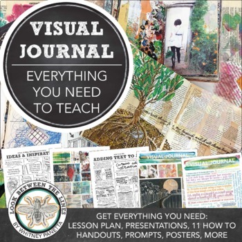 Preview of Middle School Art High School Art, Visual Journal Mixed Media Art Project Lesson