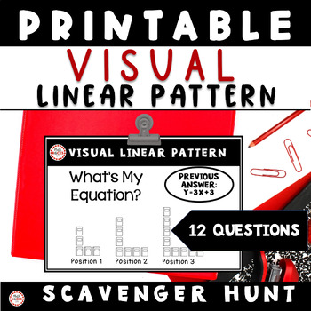 Preview of Linear Functions Visual Pattern Scavenger Hunt Algebra 1 Printable Activity 8th