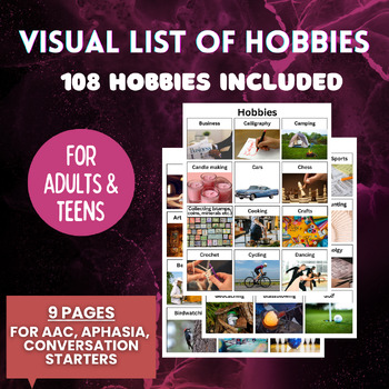 Preview of Visual List of Hobbies (AAC, Social Communication, Life Participation)