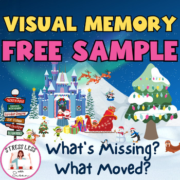 Preview of Visual Memory BOOM Cards: What's Missing? What Moved? Christmas free sample