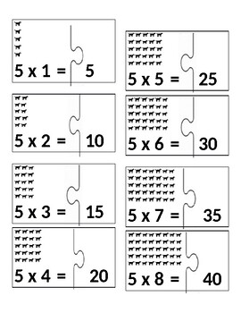 Preview of Visual Multiplication Puzzle Pieces with Arrays (fives)