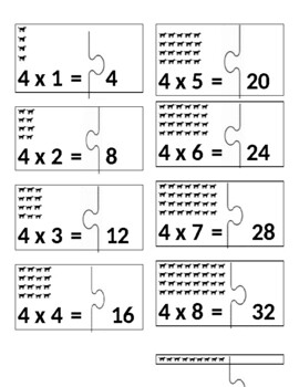 Preview of Visual Multiplication Puzzle Pieces with Arrays (fours)