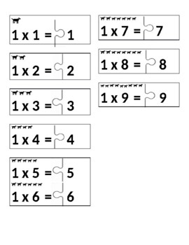 Preview of Visual Multiplication Puzzle Pieces with Arrays  (ones)