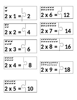 Preview of Visual Multiplication Puzzle Pieces with Arrays (twos)