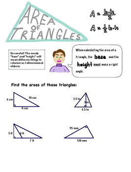 Preview of Visual Notes - Area of a Triangle