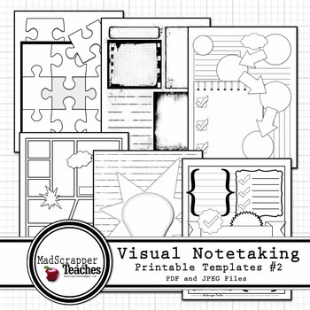 Preview of Visual Notetaking Printable Templates #2 for Visual Sketchnotes PDF & JPEGs
