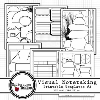 Preview of Visual Notetaking Printable Templates #3 for Visual Sketchnotes PDF & JPEGs