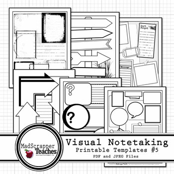 Preview of Visual Notetaking Printable Templates #5 for Visual Sketchnotes PDF & JPEGs