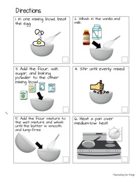Visual Recipe for Pancakes with Functional Life Skills Activities
